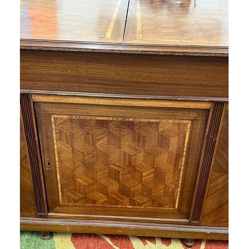 170A - PARTNERS DESK, late 19th/early 20th century French walnut and fine geometric parquetry and satinwood... 