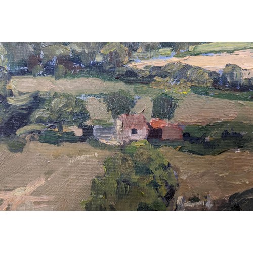 72 - CHRIS RIISAGER (b. 1961), Landscape at Farleigh, Hungerford, signed, dated and inscribed C. Riisager... 