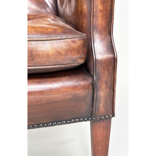 259 - LIBRARY ARMCHAIR, early 20th century Edwardian, of George III design in hand finished deep buttoned ... 