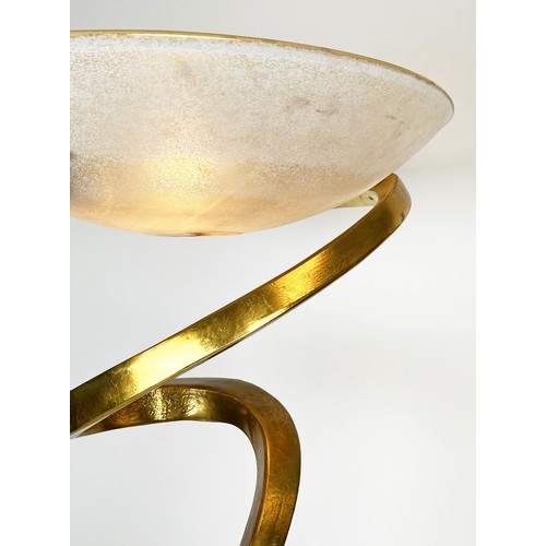 328 - ATTRIBUTED TO ENZO CIAMPALINI ALFEA FLOOR LAMP, gilt metal with a Murano glass shade, 181cm H.