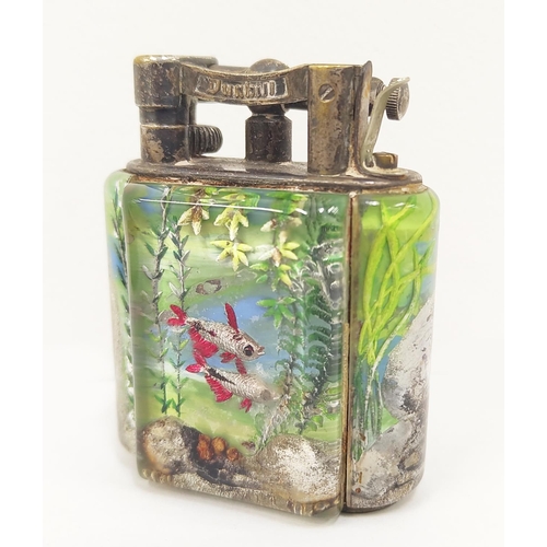 1 - DUNHILL AQUARIUM LIGHTER, perspex with tropical fish diorama and silvered mounts stamped Dunhill, 8c... 