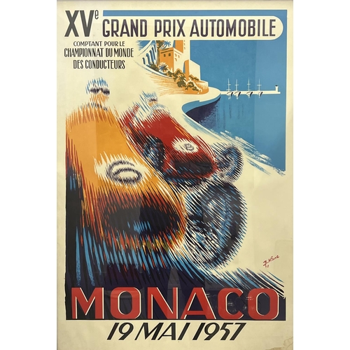 102 - B. MINNE, 'Monaco Grand Prix, 1957', poster, 99cm x 67cm, framed.