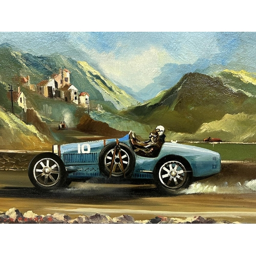 104 - DION PEARS (British 1929-1985), 'Bugatti', oil on board, 32cm x 45cm, framed.