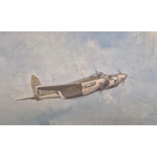 109 - EDMOND MILLER (b.1929), 'RAF Mosquitos, Burma', oil on canvas, 60cm x 90cm, signed, inscribed verso,... 