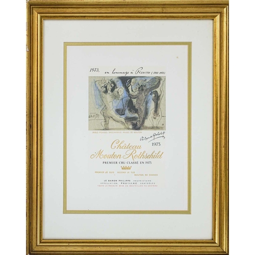 115 - PABLO PICASSO, Balthus, Paul Delvaux, Francis Bacon, Setsoko Mouton Rothschild label designs, 34.5cm... 