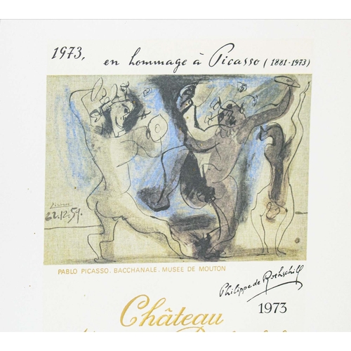 115 - PABLO PICASSO, Balthus, Paul Delvaux, Francis Bacon, Setsoko Mouton Rothschild label designs, 34.5cm... 