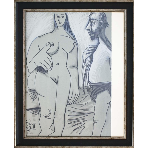 118 - PABLO PICASSO, 'Painter and model II, 1969', lithograph, 50cm x 40cm, bears stamp verso for Mourlot ... 