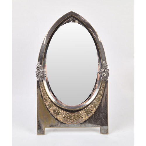 12 - JUGENDSTIL DRESSING TABLE MIRROR, WMF silver plated, 50cm H x 30cm W.