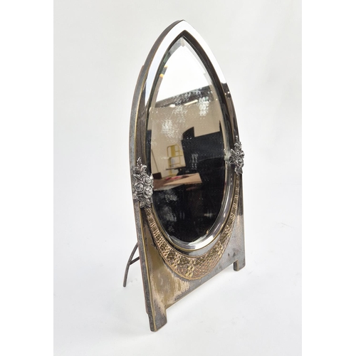 12 - JUGENDSTIL DRESSING TABLE MIRROR, WMF silver plated, 50cm H x 30cm W.