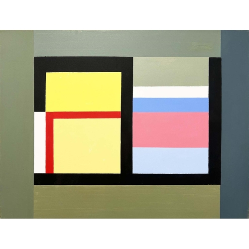 123 - IAIN MORRIS (20TH CENTURY BRITISH), 'Abstracts', a set of four, oil on canvas, 76cm x 102cm. (4)