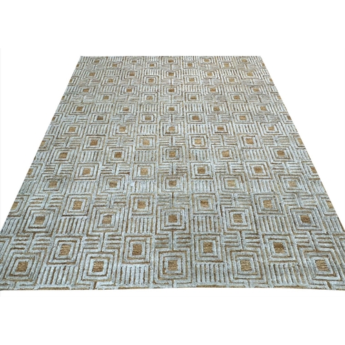 146 - FINE ART DECO DESIGN JUTE AND BAMBOO SILK CARPET, 305cm x 254cm.