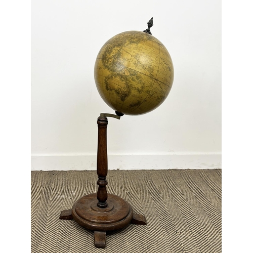 15 - TERRESTRIAL GLOBE, English early 20th century floor standing on oak stand, 105cm H.