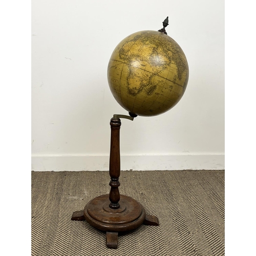 15 - TERRESTRIAL GLOBE, English early 20th century floor standing on oak stand, 105cm H.