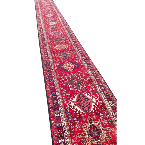 154 - NORTH WEST PERSIAN KARAJA LONG RUNNER, 770cm x 90cm.