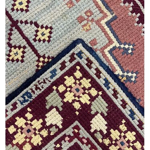 155 - VINTAGE PORTUGUESE NEEDLEPOINT RUNNERS, two, one dated 1960, 269cm x 71cm and 206cm x 71cm. (2)