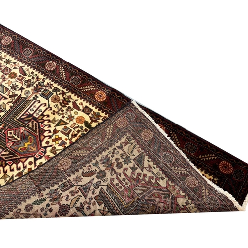 163 - VINTAGE PERSIAN HERIZ RUNNER, 390cm x 98cm.