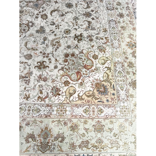 164 - FINE PART SILK TABRIZ CARPET, 418cm x 292cm.