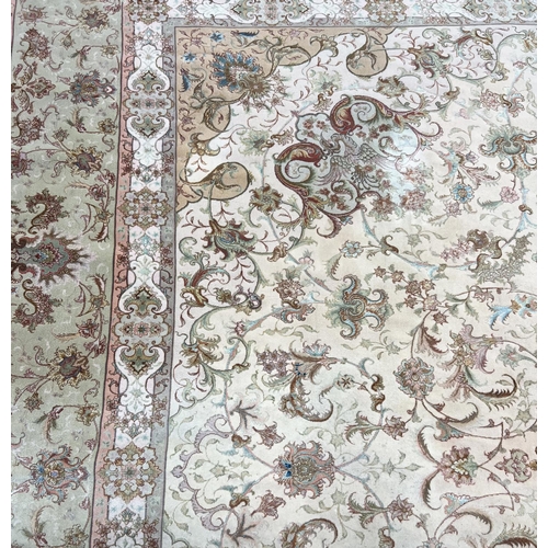 164 - FINE PART SILK TABRIZ CARPET, 418cm x 292cm.