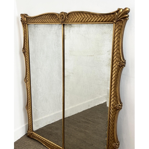 166 - WALL MIRROR, 19th century French giltwood lattice frame with rare twin bevelled plates, 132cm x 108c... 