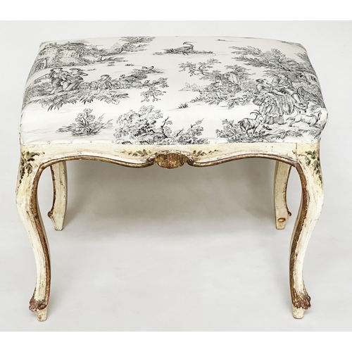 186 - VENETIAN STOOL, early 20th century Venetian painted with toile de jouy fabric upholstery, 57cm W x 4... 