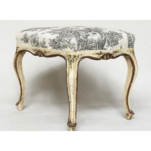 186 - VENETIAN STOOL, early 20th century Venetian painted with toile de jouy fabric upholstery, 57cm W x 4... 