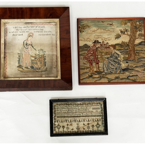 187 - SAMPLERS, a 19th century rosewood and gilt framed example, an early 20th century example and a small... 