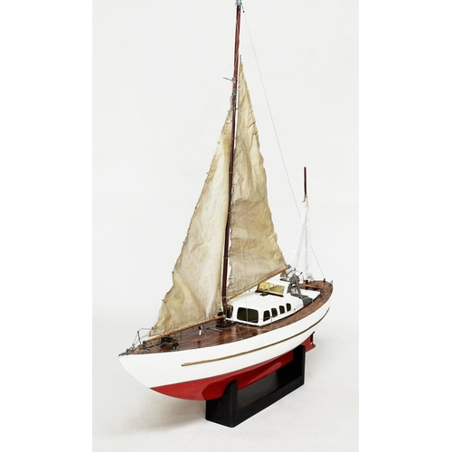 192 - SCRATCH BUILT POND YACHT, scratch built two mast 'criterion', 115cm W x 120cm H.