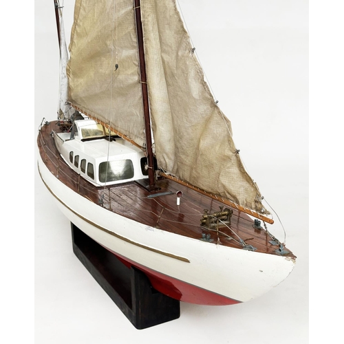 192 - SCRATCH BUILT POND YACHT, scratch built two mast 'criterion', 115cm W x 120cm H.