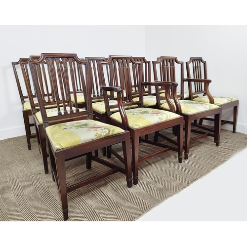 205 - DINING CHAIRS, a set of twelve, George III mahogany, circa 1780, including two armchairs with floral... 