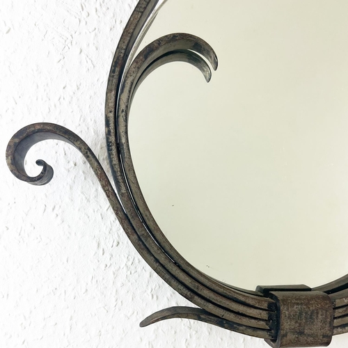 207 - ART DECO HANGING MIRROR, attributed to Raymond Subes (1893-1970), French circa 1920s wrought iron, 6... 