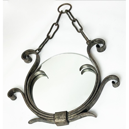 207 - ART DECO HANGING MIRROR, attributed to Raymond Subes (1893-1970), French circa 1920s wrought iron, 6... 