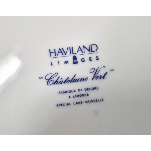 21 - HAVILLAND LIMOGES 'CHATELAINE VERT' PART DINNER  TEA AND COFFEE SERVICE, including dinner plates, si... 