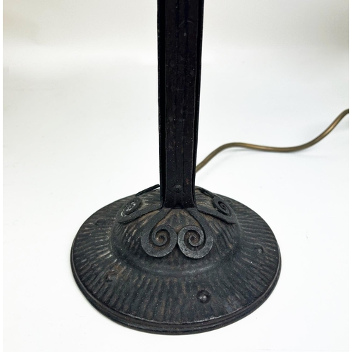 221 - STRINDBERG TABLE LAMP, Swedish c1930s, wrought iron and glass shade, 43cm H x 29cm W.