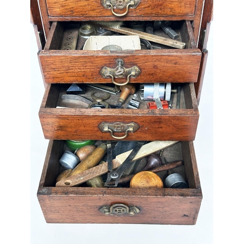 225 - WATCHMAKERS CABINET, 19th century mahogany with six graduated drawers, locking stiles and an impress... 