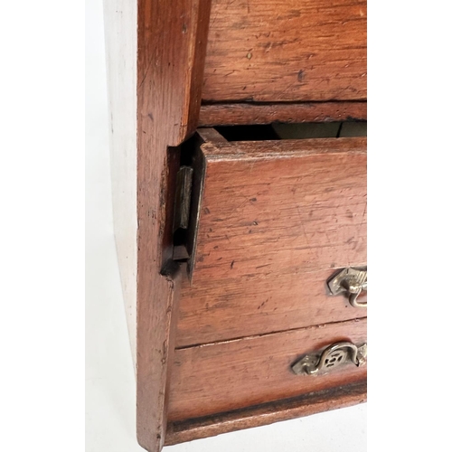 225 - WATCHMAKERS CABINET, 19th century mahogany with six graduated drawers, locking stiles and an impress... 