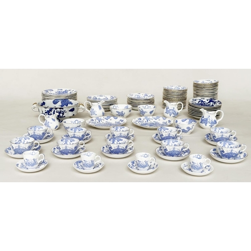 234 - DINNER SERVICE, English Fine Bone China, Royal Worcester 'Blue Dragon', with fourteen dinner plates ... 