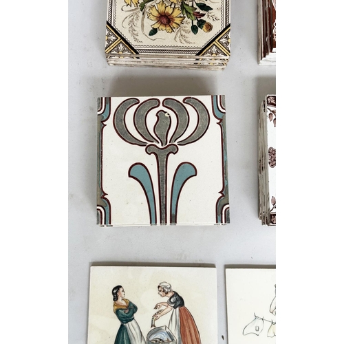 238 - TILES, a large selection of 19th century English 'Stoke on Trent', ceramic tiles including 'Minton' ... 