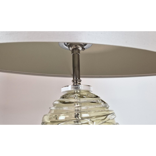 313 - WILLIAM YEOWARD ELFREDA TABLE LAMPS, a pair, olive glass, 70cm H. (2)