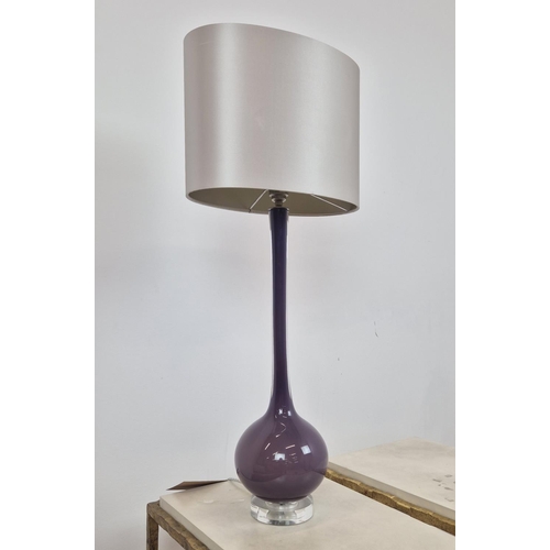 315 - PORTA ROMANA GOURD TABLE LAMP, purple glass gourd form, 67cm H.