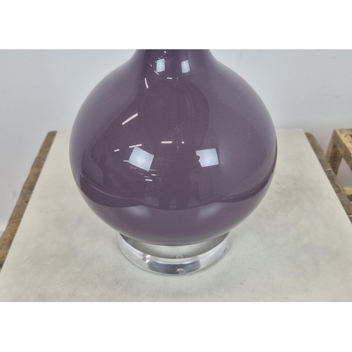 315 - PORTA ROMANA GOURD TABLE LAMP, purple glass gourd form, 67cm H.