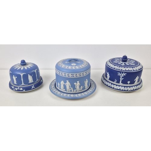 32 - WEDGWOOD JASPERWARE CHEESE DOME, 19th century, 20cm H x 30cm diam, together with two other Jasperwar... 