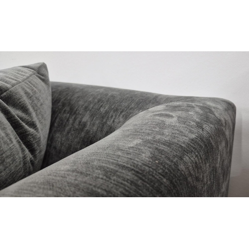 341 - BESPOKE SOFA LONDON SOFA, grey fabric upholstered, button detail, 200cm x 85cm x 75cm H.