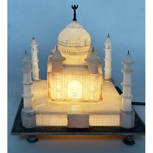 348 - TAJ MAHAL, mid 20th century carved alabaster model of The Taj Mahal (illuminated), 23cm W x 23cm H.