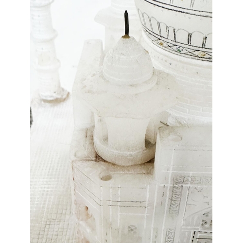 348 - TAJ MAHAL, mid 20th century carved alabaster model of The Taj Mahal (illuminated), 23cm W x 23cm H.