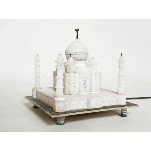 348 - TAJ MAHAL, mid 20th century carved alabaster model of The Taj Mahal (illuminated), 23cm W x 23cm H.