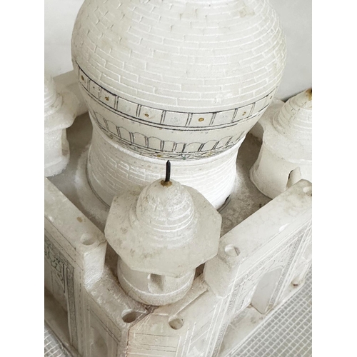 348 - TAJ MAHAL, mid 20th century carved alabaster model of The Taj Mahal (illuminated), 23cm W x 23cm H.