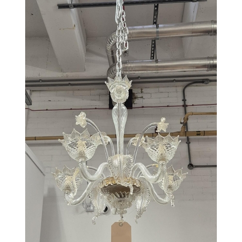 381 - MURANO GLASS CHANDELIER, five branch, 60cm H.