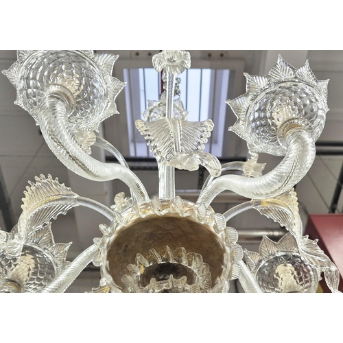 381 - MURANO GLASS CHANDELIER, five branch, 60cm H.