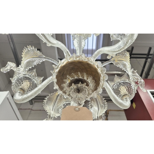 381 - MURANO GLASS CHANDELIER, five branch, 60cm H.