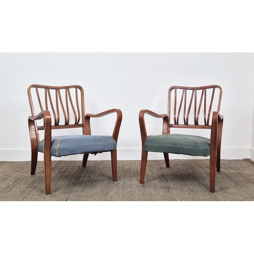 385 - ATTRIBUTED TO PACK FURNITURE LINDEN CHAIRS, a pair, designed by G.A. Jenkins, mid 20th century bentw... 